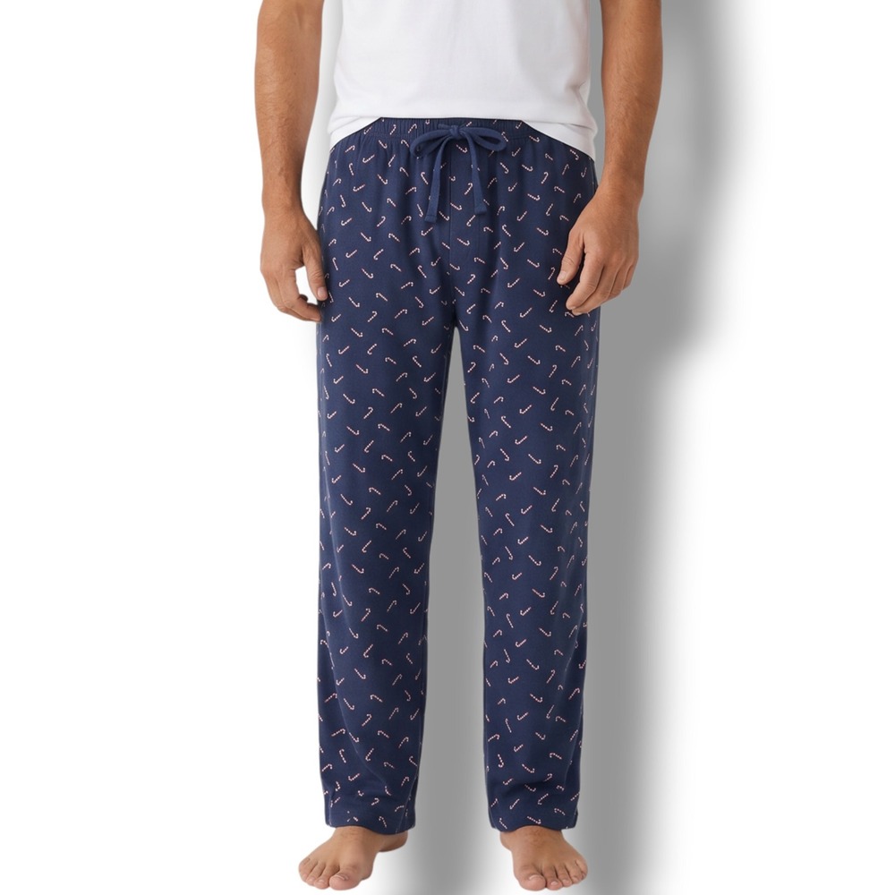 NWT Club Room Fleece Pajama Pants Mens Size Extra Large XL Navy Blue Candy Cane